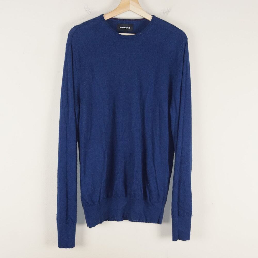 Bonobos Extra Fine Merino Wool Blue Crew Neck Sweater Mens Sz M